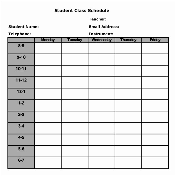 Sample High School Class Schedule Best Of Class Schedule Template