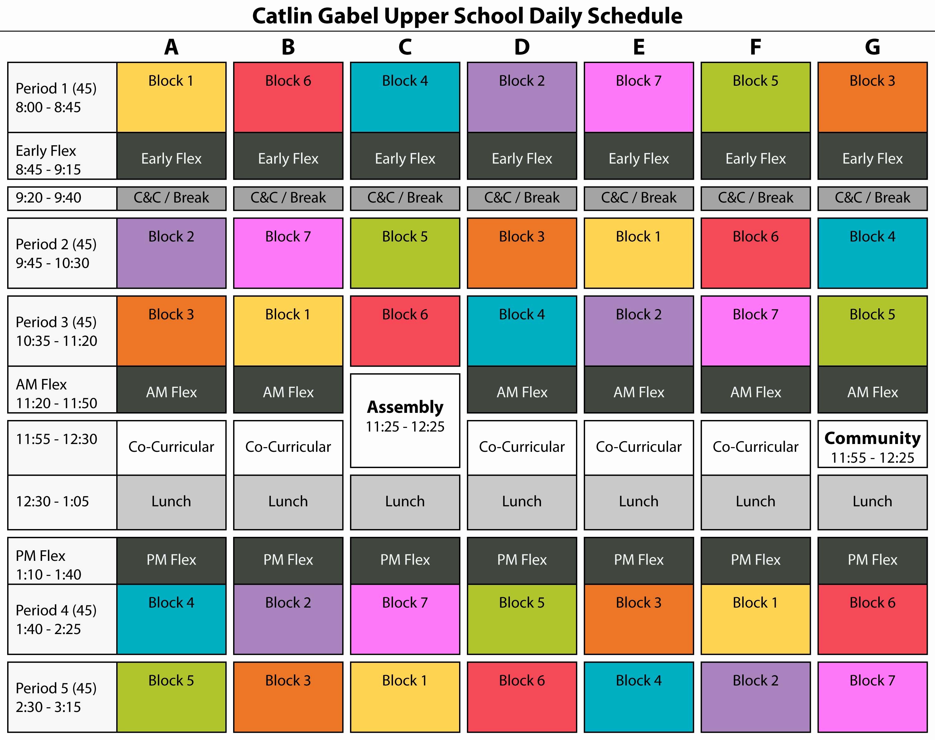 Sample High School Class Schedule Fresh Catlin Gabel School Schedule