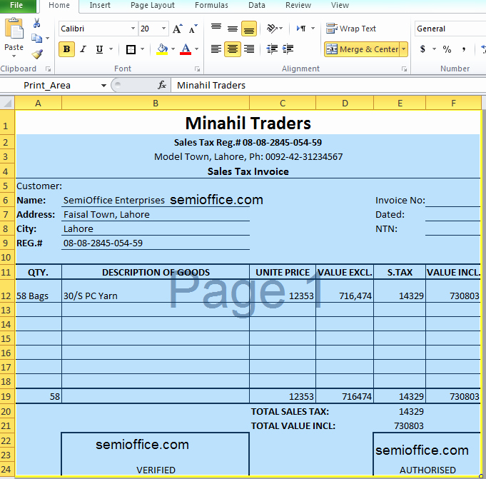 Sample Invoice format In Excel Best Of Sales Tax Invoice format In Excel Free Download
