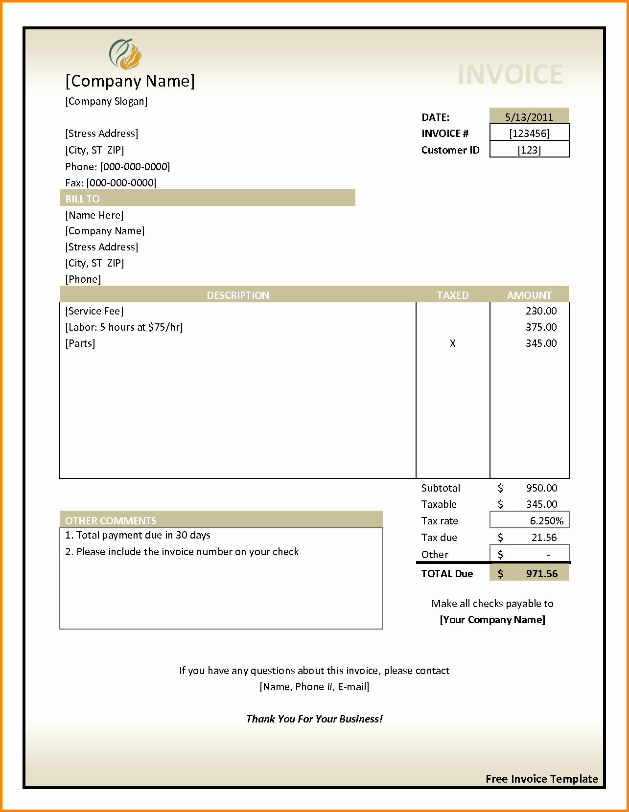 Sample Invoice format In Excel Elegant 5 Bill format In Word File