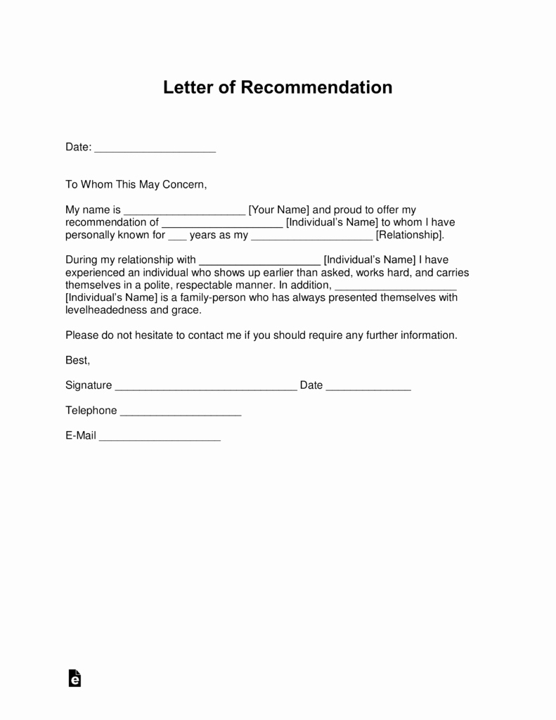 Sample Letter Of Recommendation Employee Fresh Free Letter Of Re Mendation Templates Samples and