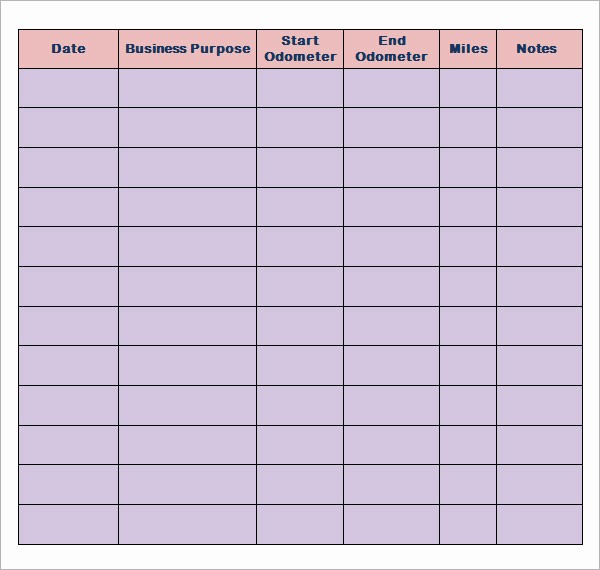 Sample Mileage Log for Taxes Fresh 13 Sample Mileage Log Templates to Download