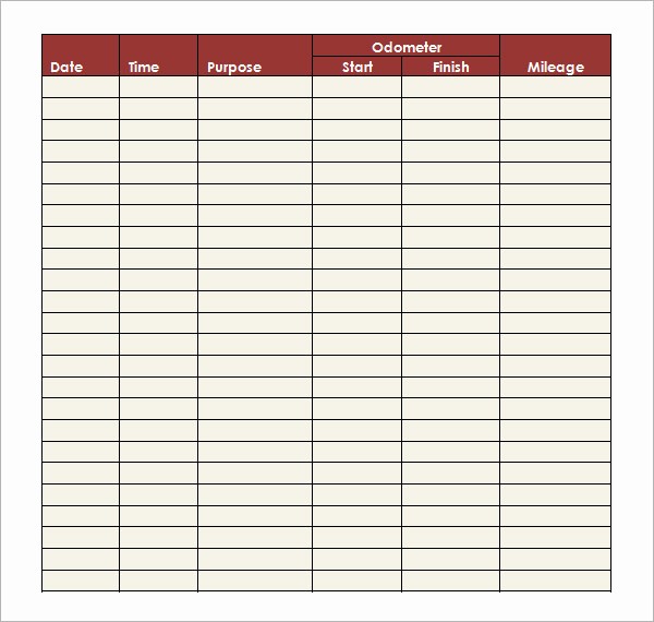 Sample Mileage Log for Taxes Inspirational 13 Sample Mileage Log Templates to Download