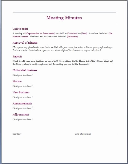 Sample Minute Of Meeting Template Awesome Sample Meeting Minute Templates