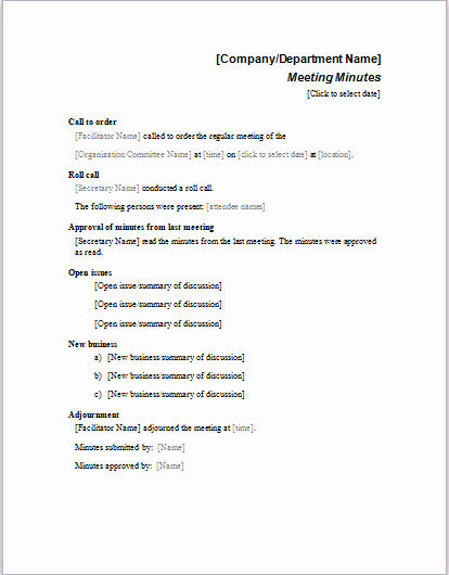 Sample Minute Of Meeting Template Beautiful Professional Meeting Minute Templates for Ms Word