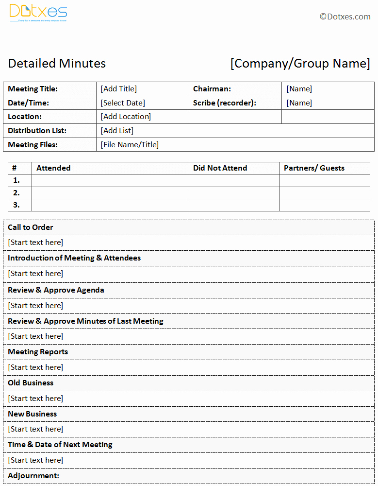 Sample Minute Of Meeting Template Fresh Sample Of Minutes Of Meeting Descriptive format Dotxes