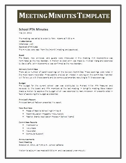 Sample Minute Of Meeting Template New Meeting Minutes Template