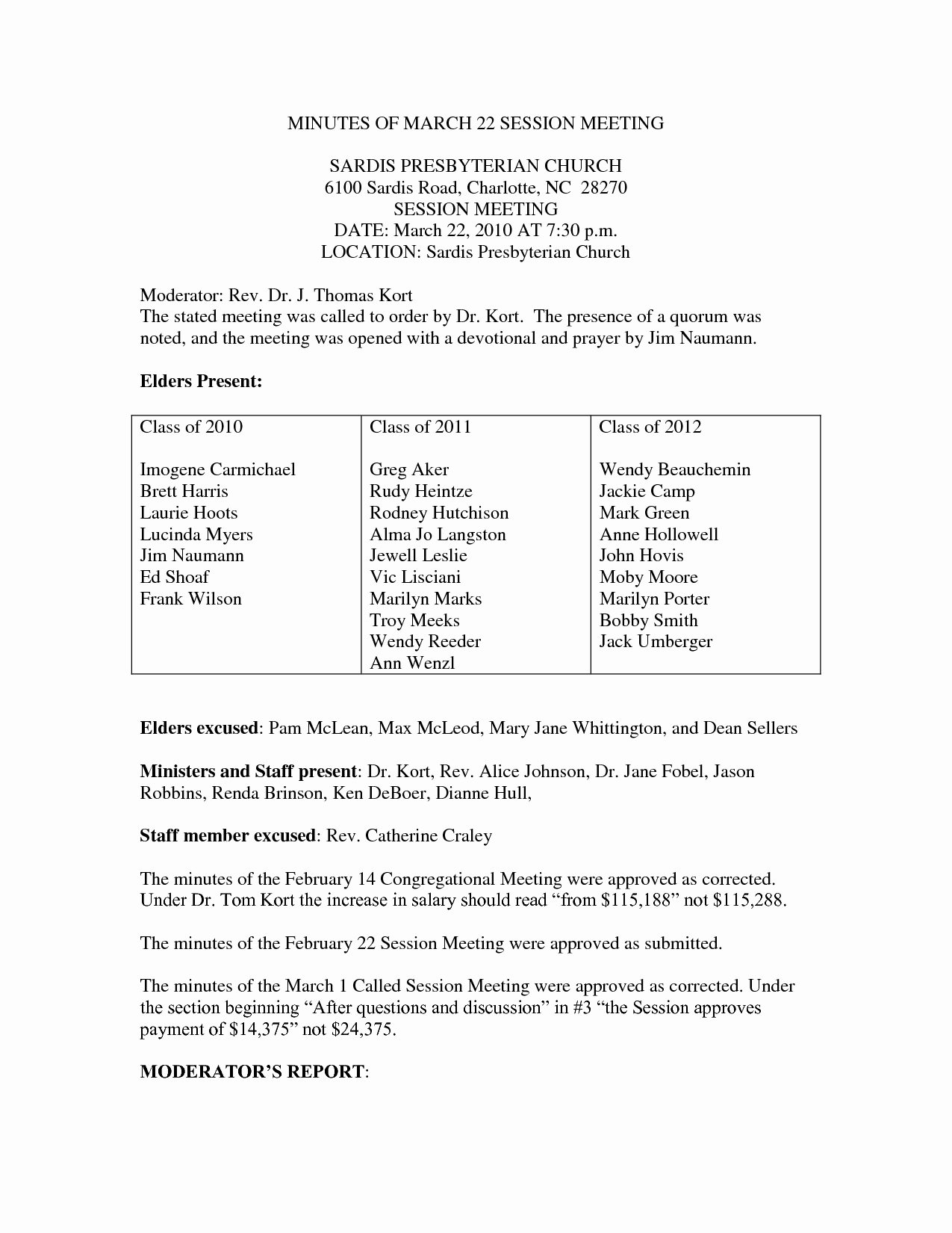 Sample Minutes Of Meeting Template Awesome 10 Best Of Church Business Meeting Minutes Sample