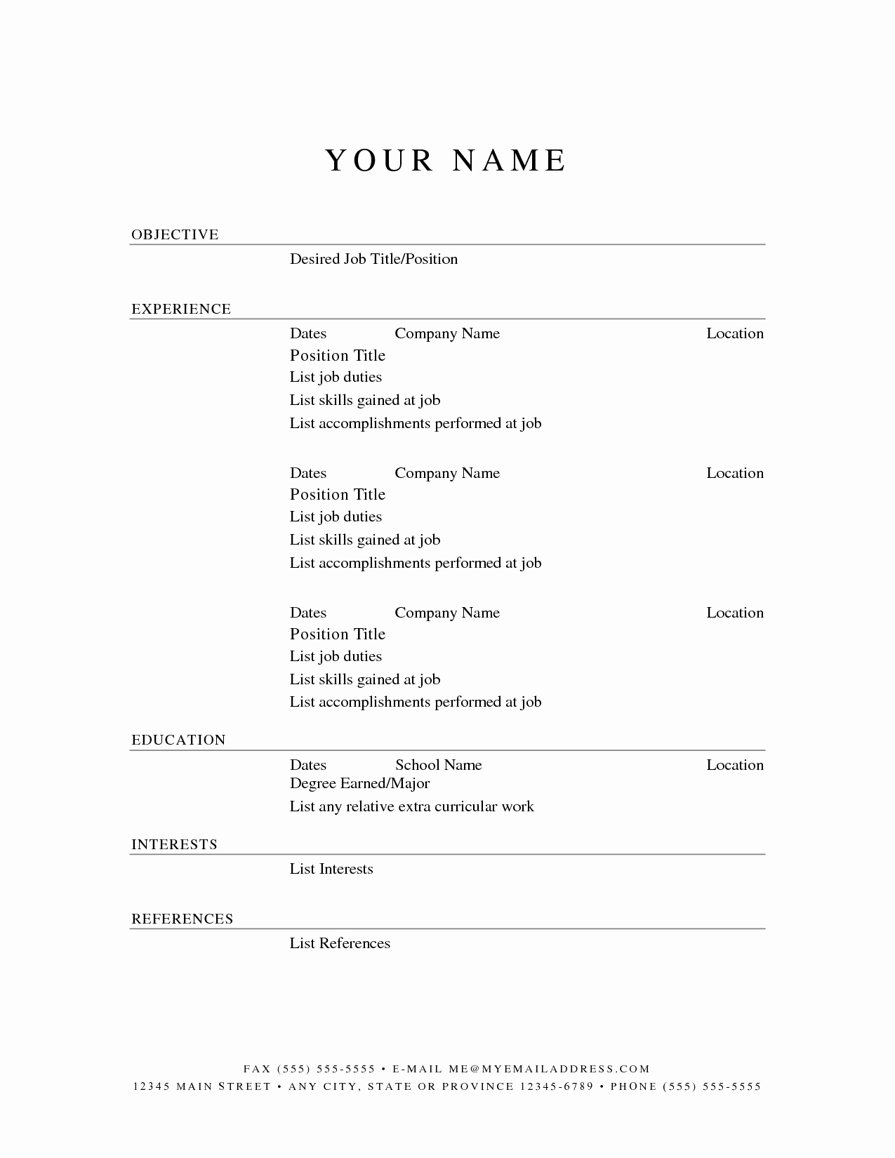 Sample Of A Simple Resume Elegant Printable Resume Templates