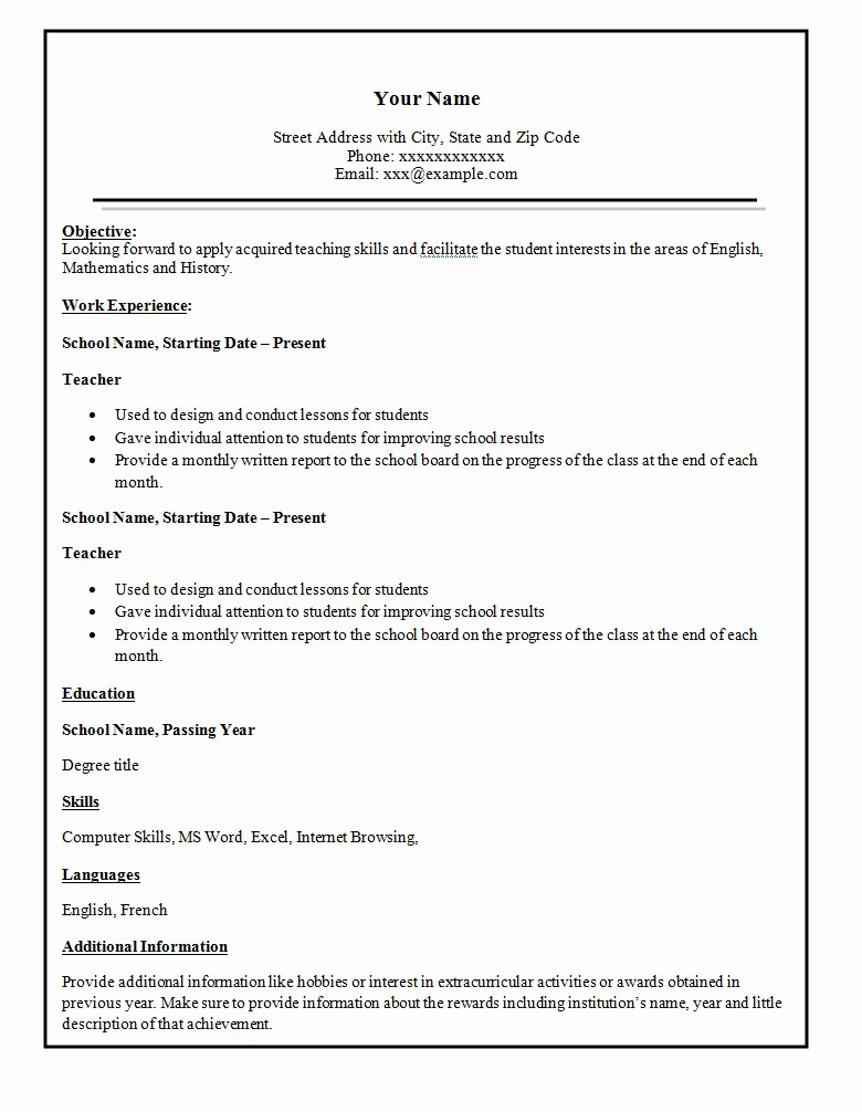 Sample Of A Simple Resume Inspirational Simple Resume Template 46 Free Samples Examples