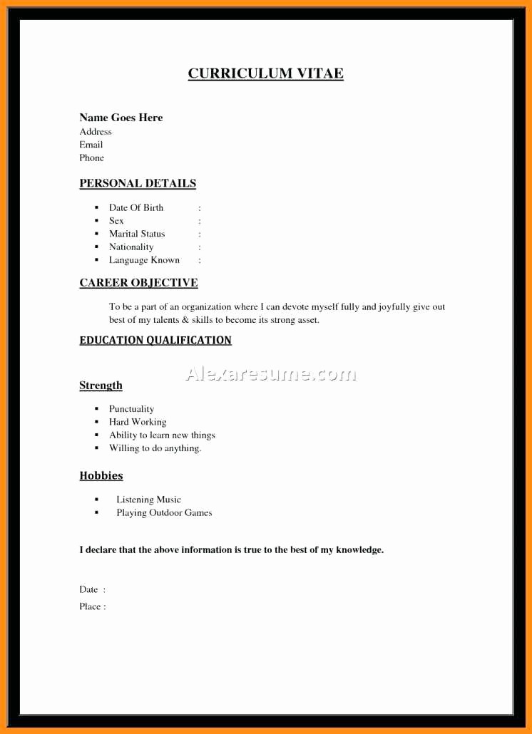 Sample Of A Simple Resume Luxury 10 Curriculum Vitae Simple Example