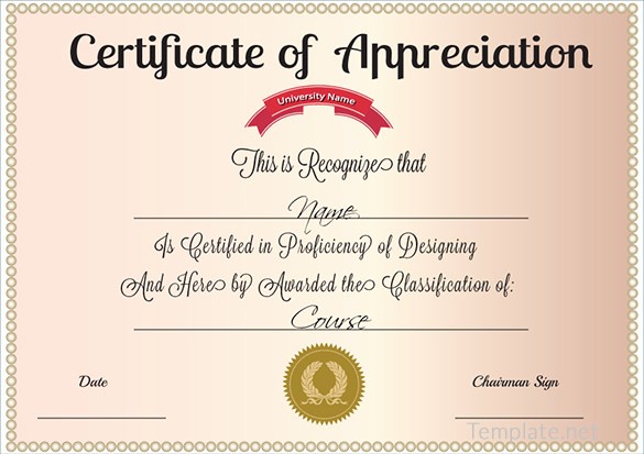 Sample Of Certificates Of Appreciation Awesome Free Certificate Template – 65 Adobe Illustrator