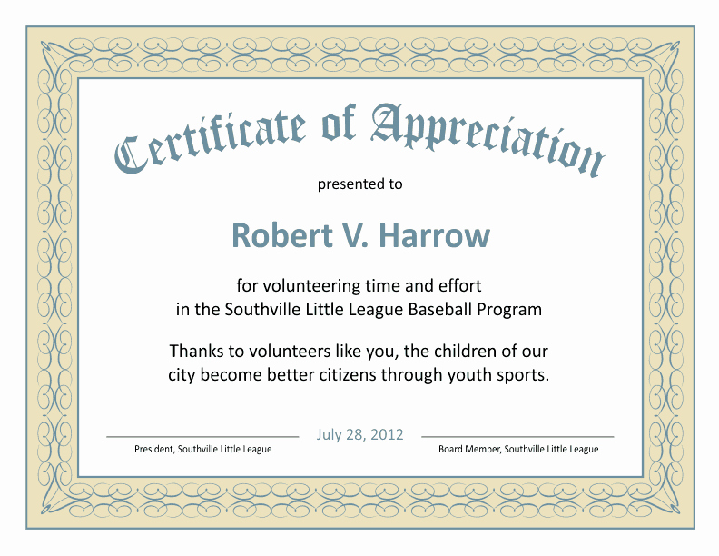 Sample Of Certificates Of Appreciation New Certificate Templates