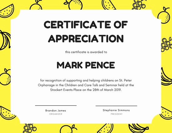 Sample Of Certification Of Appreciation Lovely Yellow Blue Colorful Simple Bordered Certificate Of