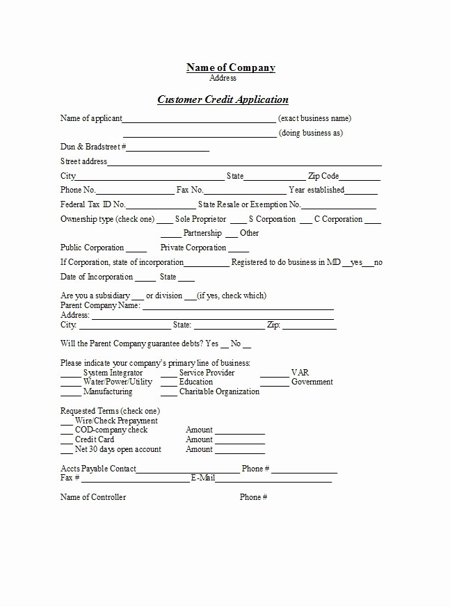Sample Of Credit Application form Awesome 40 Free Credit Application form Templates &amp; Samples