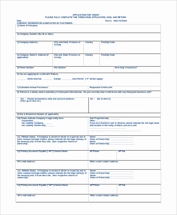 Sample Of Credit Application form Unique 10 Sample Credit Applications