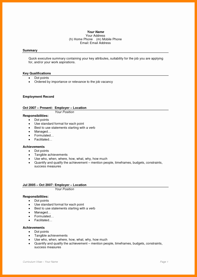 Sample Of Curriculum Vitae format Beautiful 5 Cv Resume format Sample