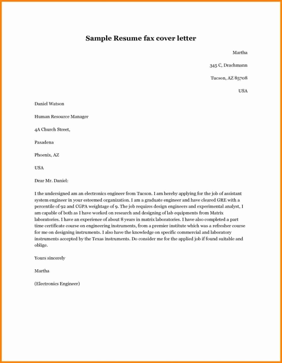 Sample Of Fax Cover Letter New Email Body for Resume Cover Letter Samples Cover