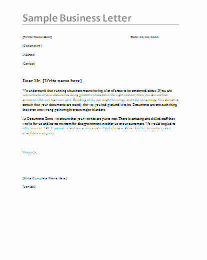 Sample Of formal Business Letter Elegant Business Letter Samples