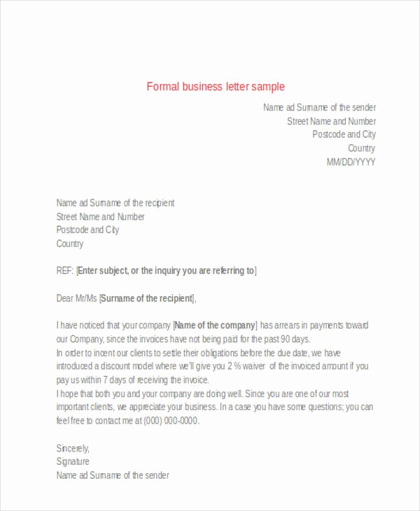 Sample Of formal Business Letter Inspirational 61 formal Letter format Template