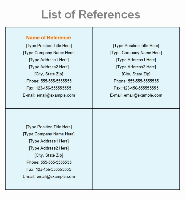 Sample Of List Of References Inspirational 6 Reference List Templates