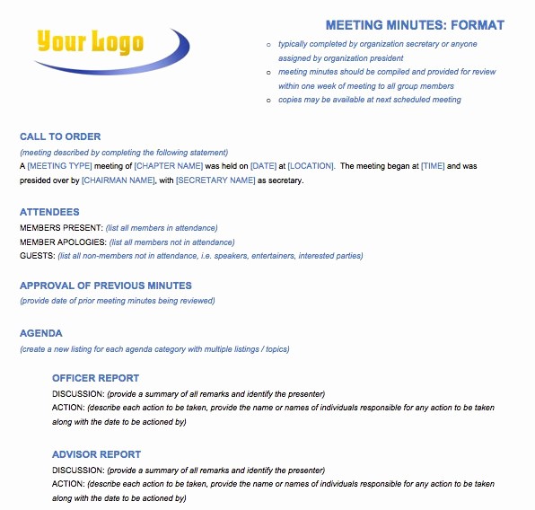 Sample Of Meeting Minutes format Lovely Free Meeting Minutes Template for Microsoft Word