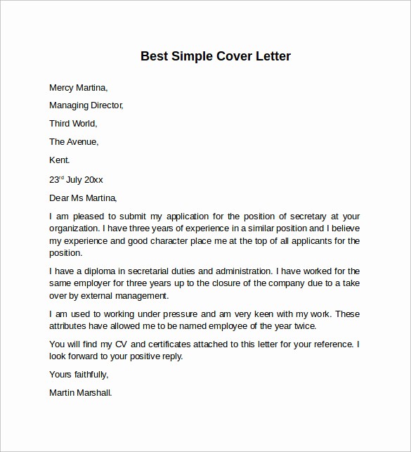 Sample Of Simple Cover Letter Best Of 8 Sample Cover Letter Templates to Download
