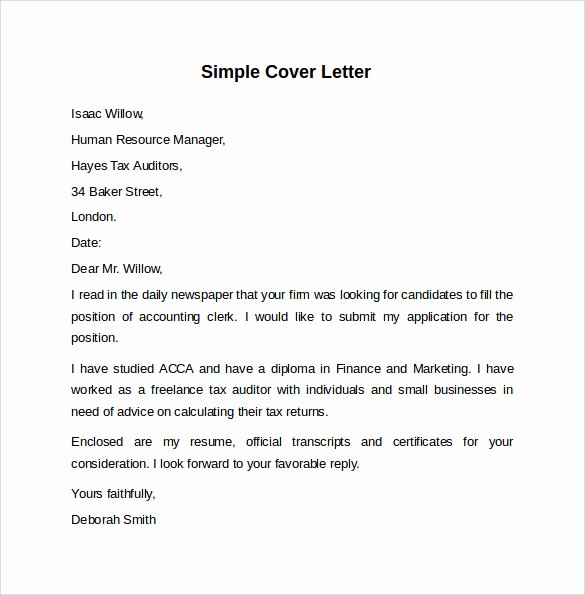 Sample Of Simple Cover Letter Elegant 8 Sample Cover Letter Templates to Download