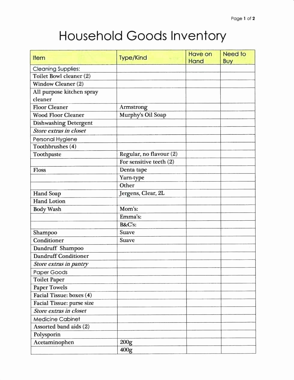 Sample Office Supply Inventory List Luxury Fice Cleaning Checklist Template