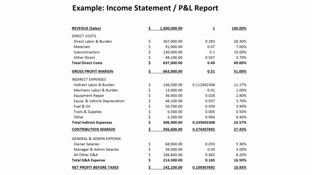 Sample P&amp;amp;l Report Lovely Financial Reports and Ratios for Landscaping Panies