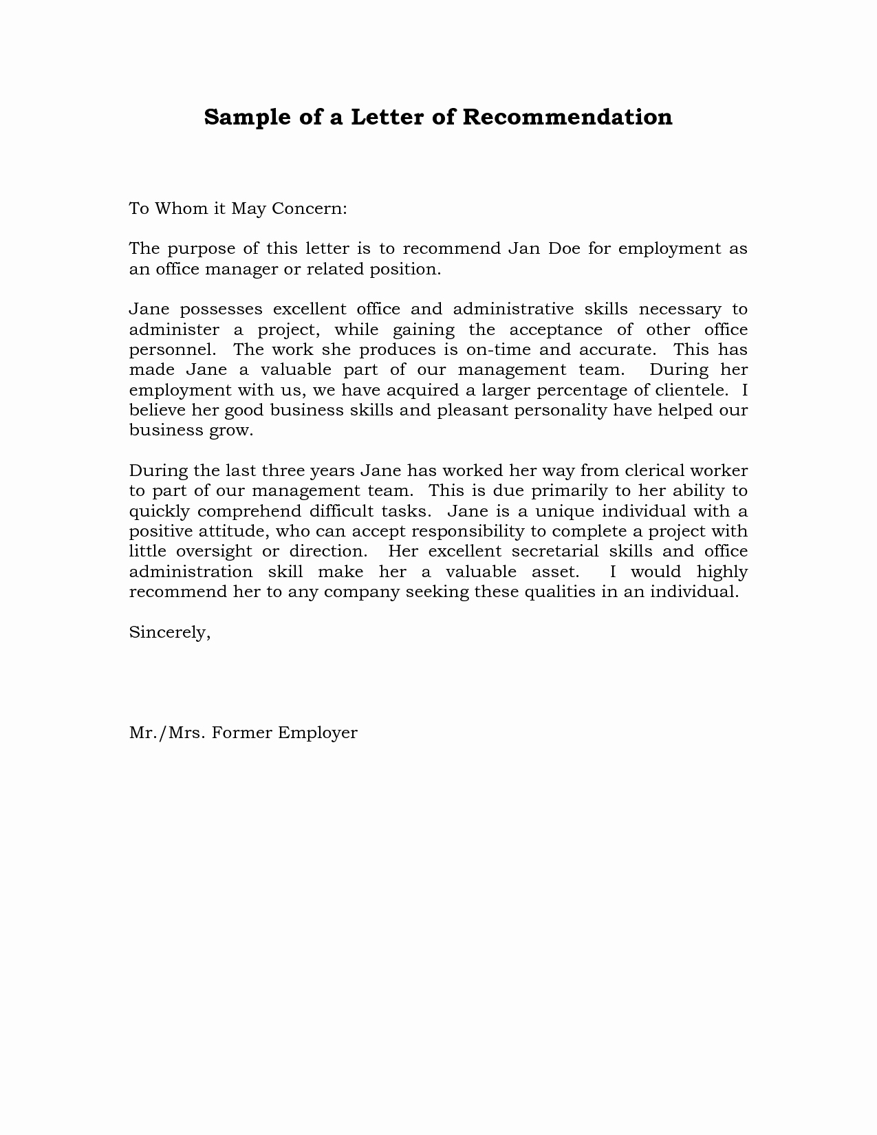 Sample Professional Letter Of Recommendation Fresh Reference Letter Of Re Mendation Sample