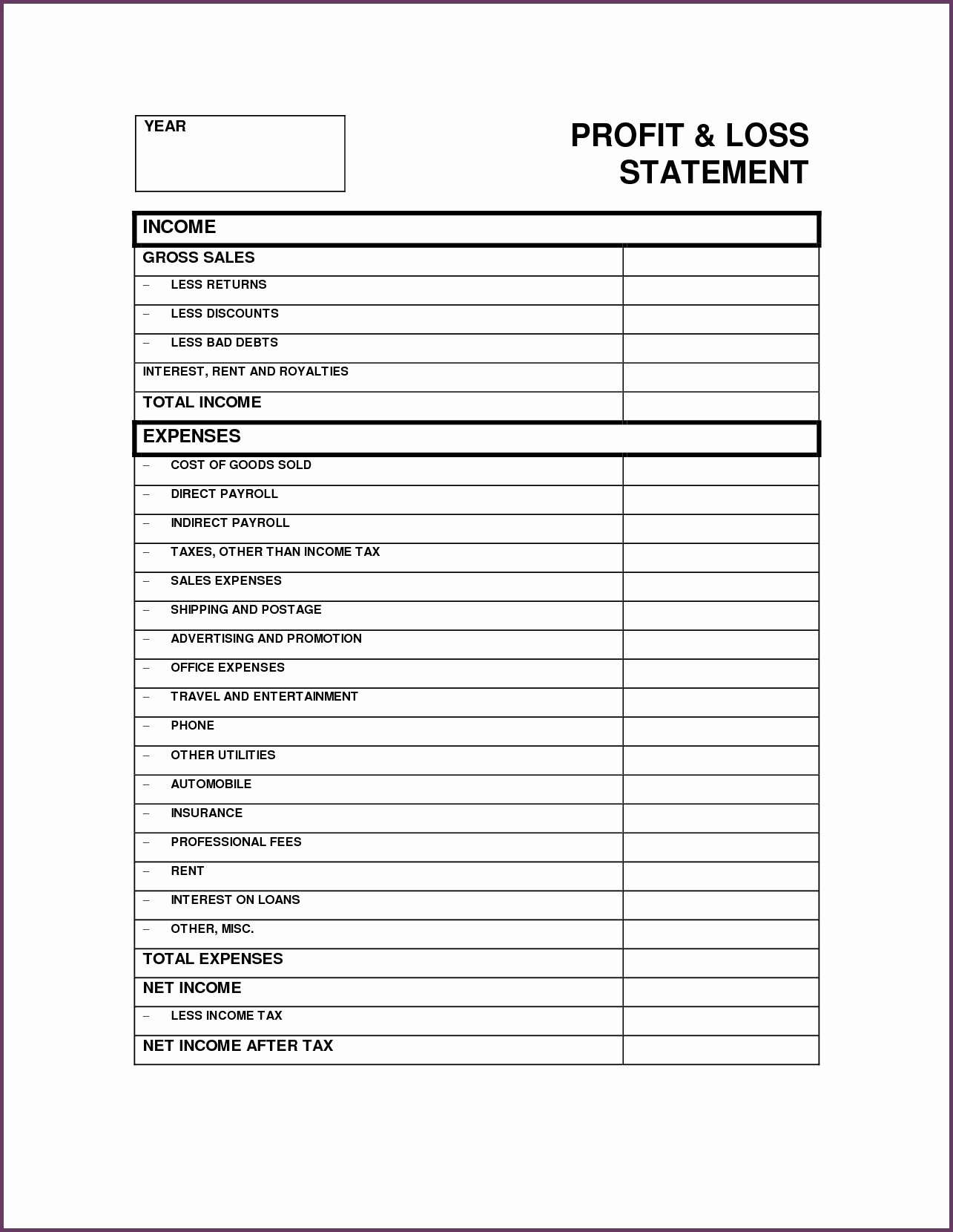 Sample Profit &amp;amp; Loss Statement Awesome Year to Date Profit and Loss Statement Template – Ytd