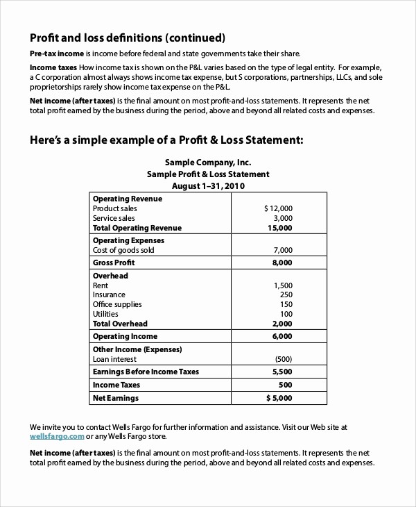 Sample Profit &amp;amp; Loss Statement New 8 Sample Profit Loss Statements