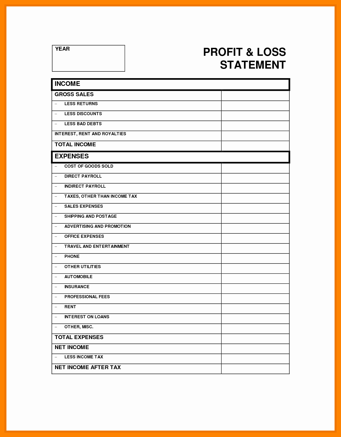 Sample Profit and Loss Sheet Best Of Free Profit Loss Statement Statement Trakore Document