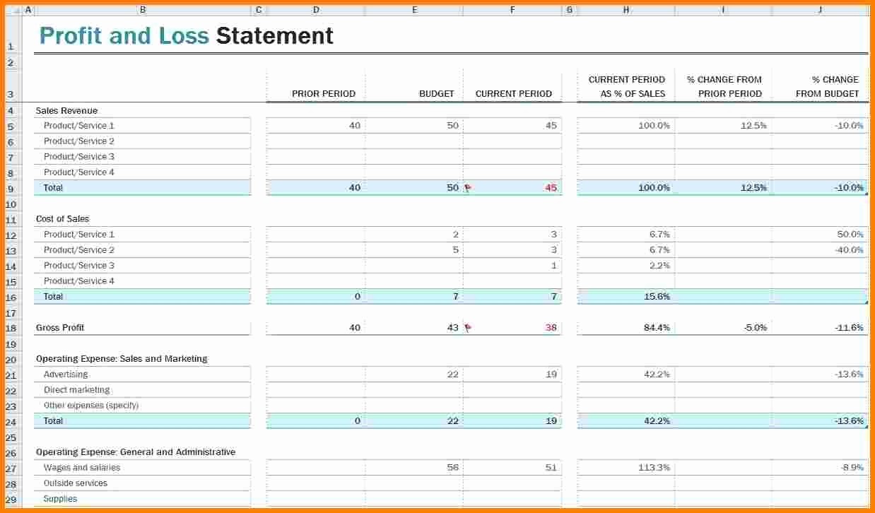 Sample Profit Loss Statement Excel Luxury Profit and Loss Statement Template