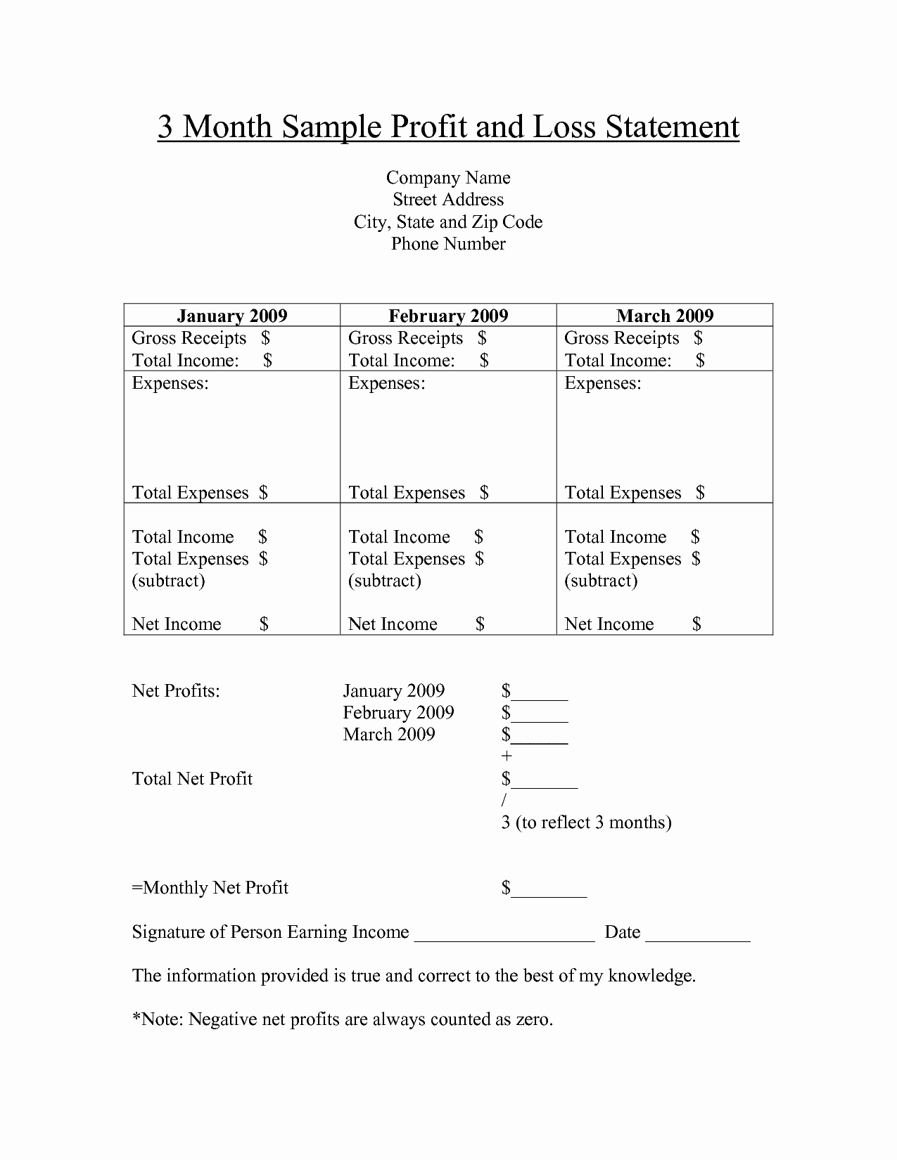Sample Profit Loss Statement Template Beautiful Free Printable Profit and Loss Statement form for Home