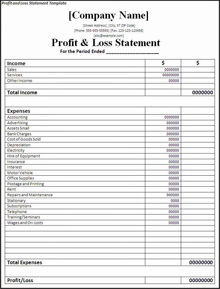Sample Profit Loss Statement Template Elegant Financial Templates