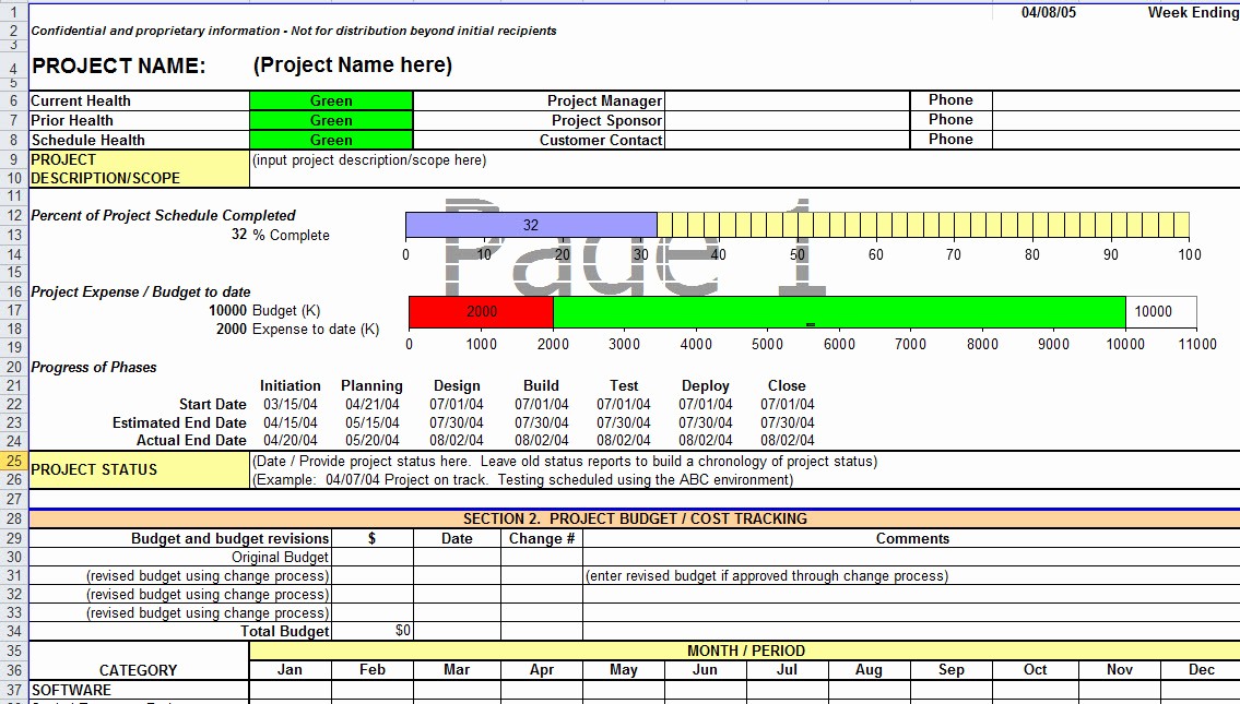 Sample Project Status Report Template Fresh Project Status Report Template In Excel