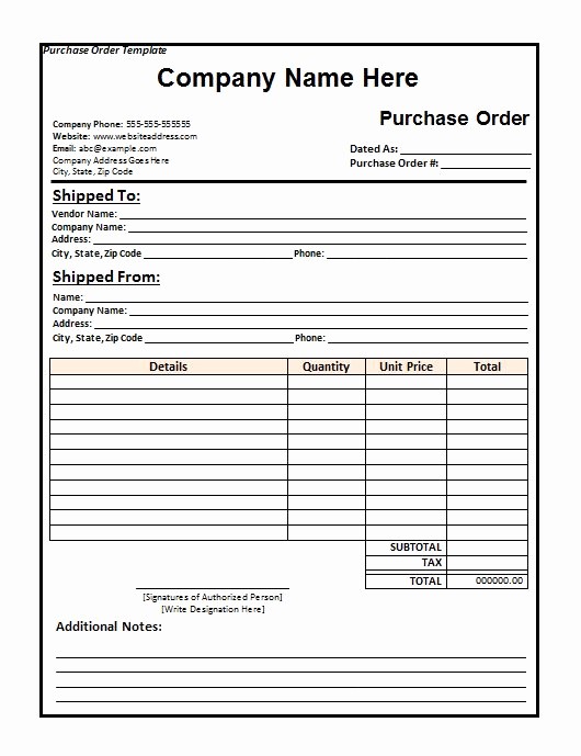 Sample Purchase order In Excel New 37 Free Purchase order Templates In Word &amp; Excel