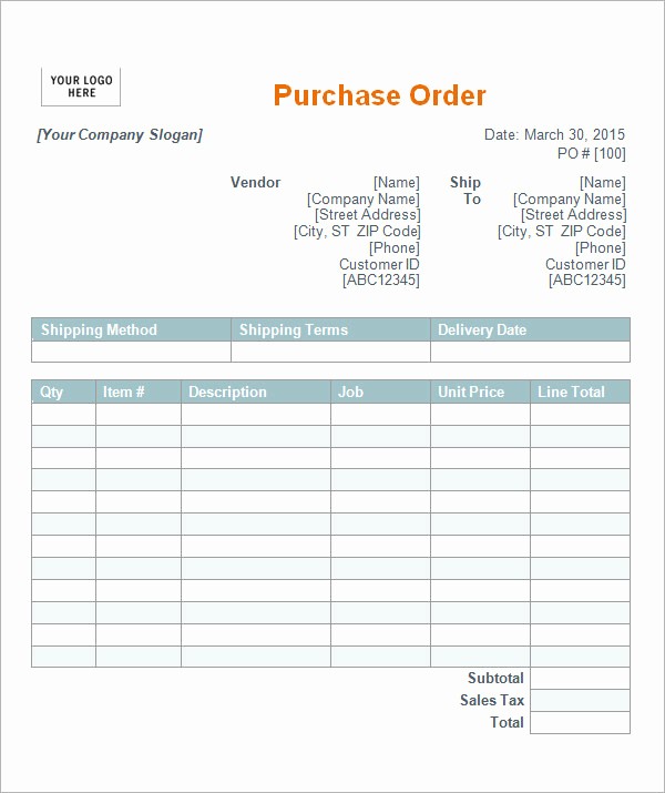 Sample Purchase order In Excel Unique Purchase order Template 10 Download Free Documents In
