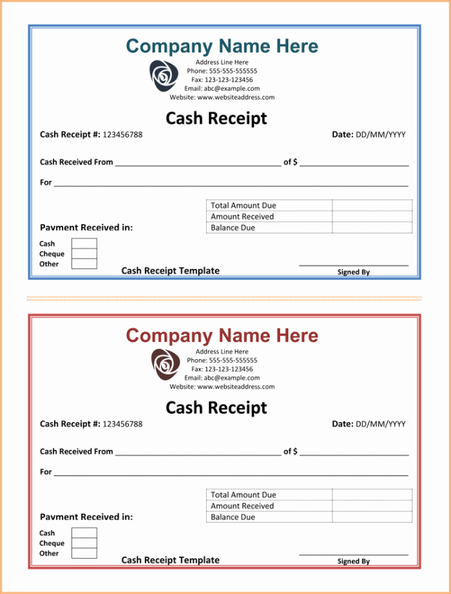 Sample Receipt Of Money Received Best Of Cash Receipt Template 5 Printable Cash Receipt formats