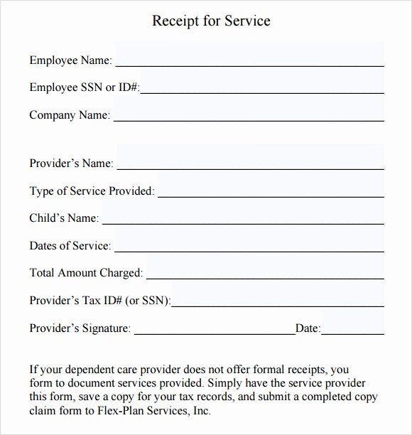 Sample Receipts for Services Rendered New 9 Sample Service Receipt Templates