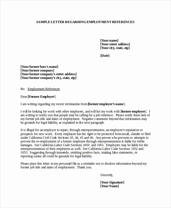 Sample Recommendation Letter for Employment Inspirational 7 Job Reference Letter Templates Free Sample Example