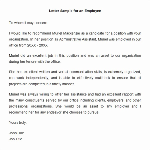 Sample Recommendation Letters for Employee Awesome 18 Employee Re Mendation Letters Pdf Doc