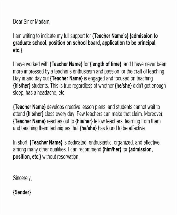 Sample Reference Letters for Teachers Elegant Sample Character Reference Letter for Teaching