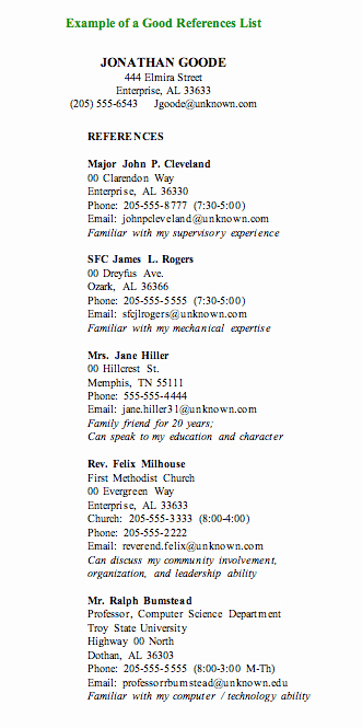 Sample Reference List for Job Awesome Reference Page for Resume