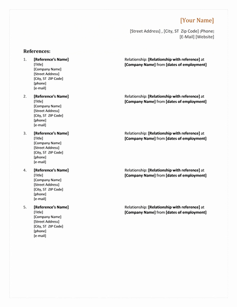 Sample Reference List for Job Awesome Resume Reference Page
