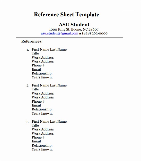 Sample Reference List for Job Best Of 12 Sample Reference Sheet Templates to Download