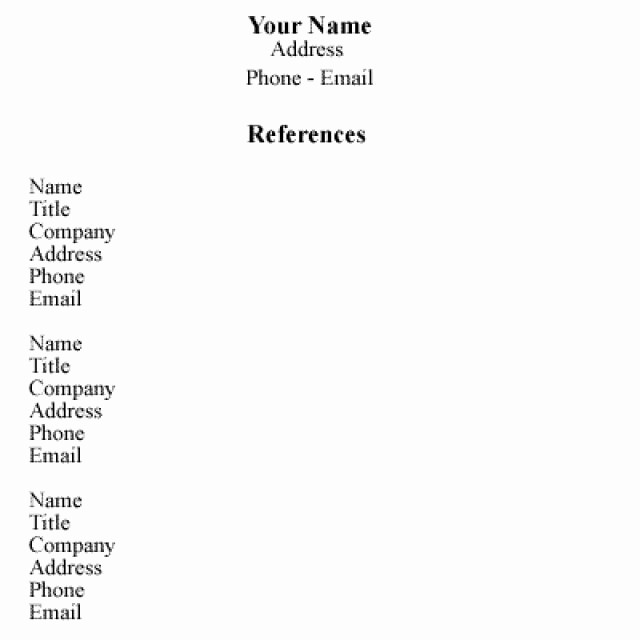 Sample Reference List for Job Inspirational Sample Reference List for Employment