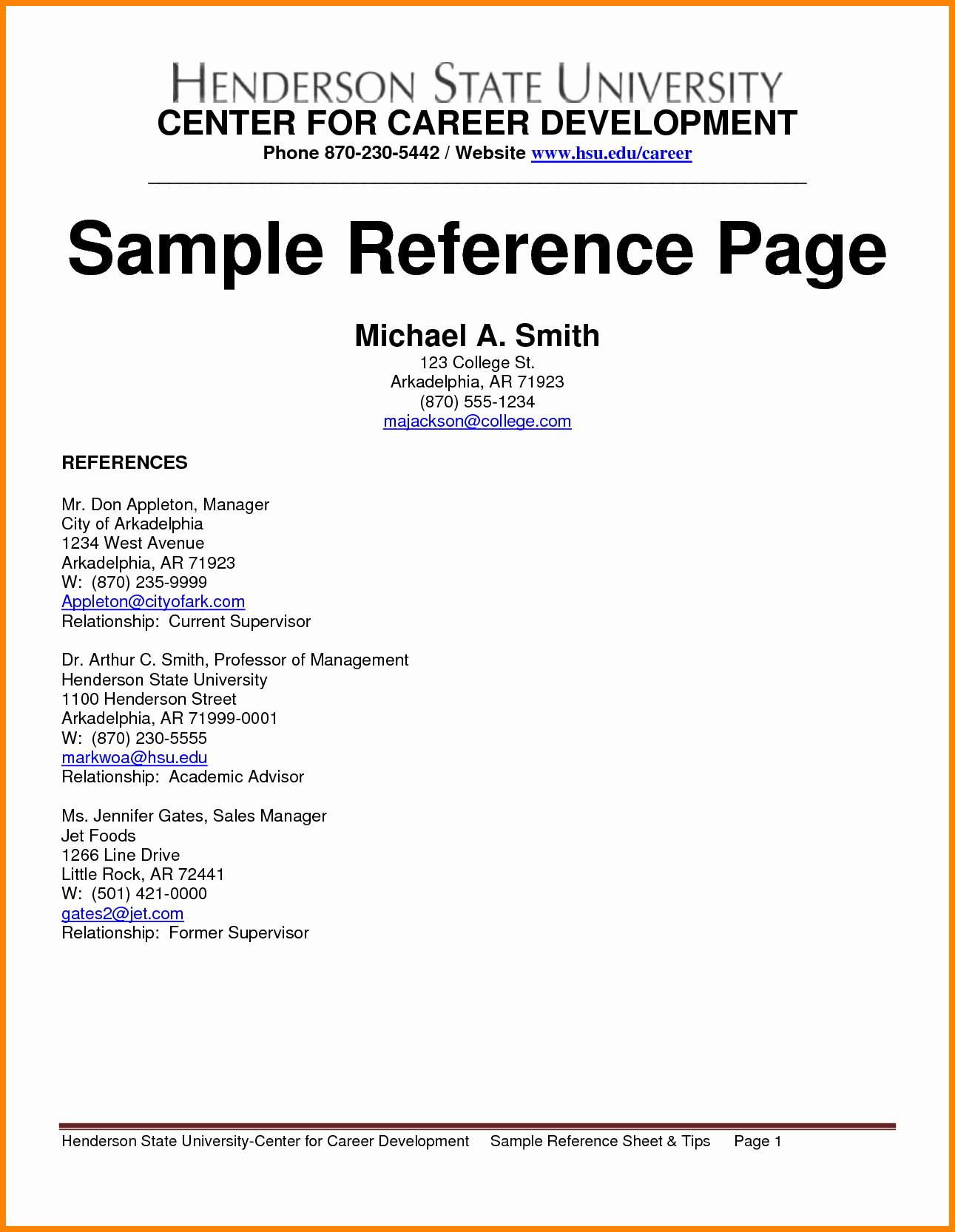 Sample Reference List for Jobs Awesome 7 Job Reference Sample